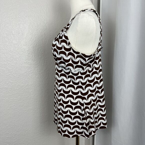 VTG Attention Top Womens Medium White Brown Crescent Moon Babydoll Y2K Retro - Picture 5 of 10